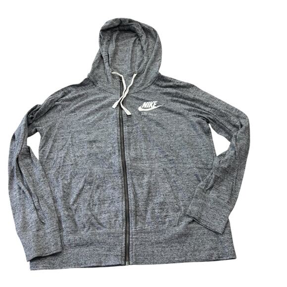 Nike Jacket Gray Women Just Do It Swoosh Full Zip Hoodie 883729 091 Size Large - Picture 11 of 12